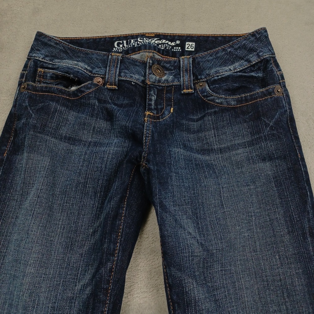 Vintage Guess Jeans Womens 26 Blue Denim Low Rise Skinny Y2K Preppy - Picture 2 of 8